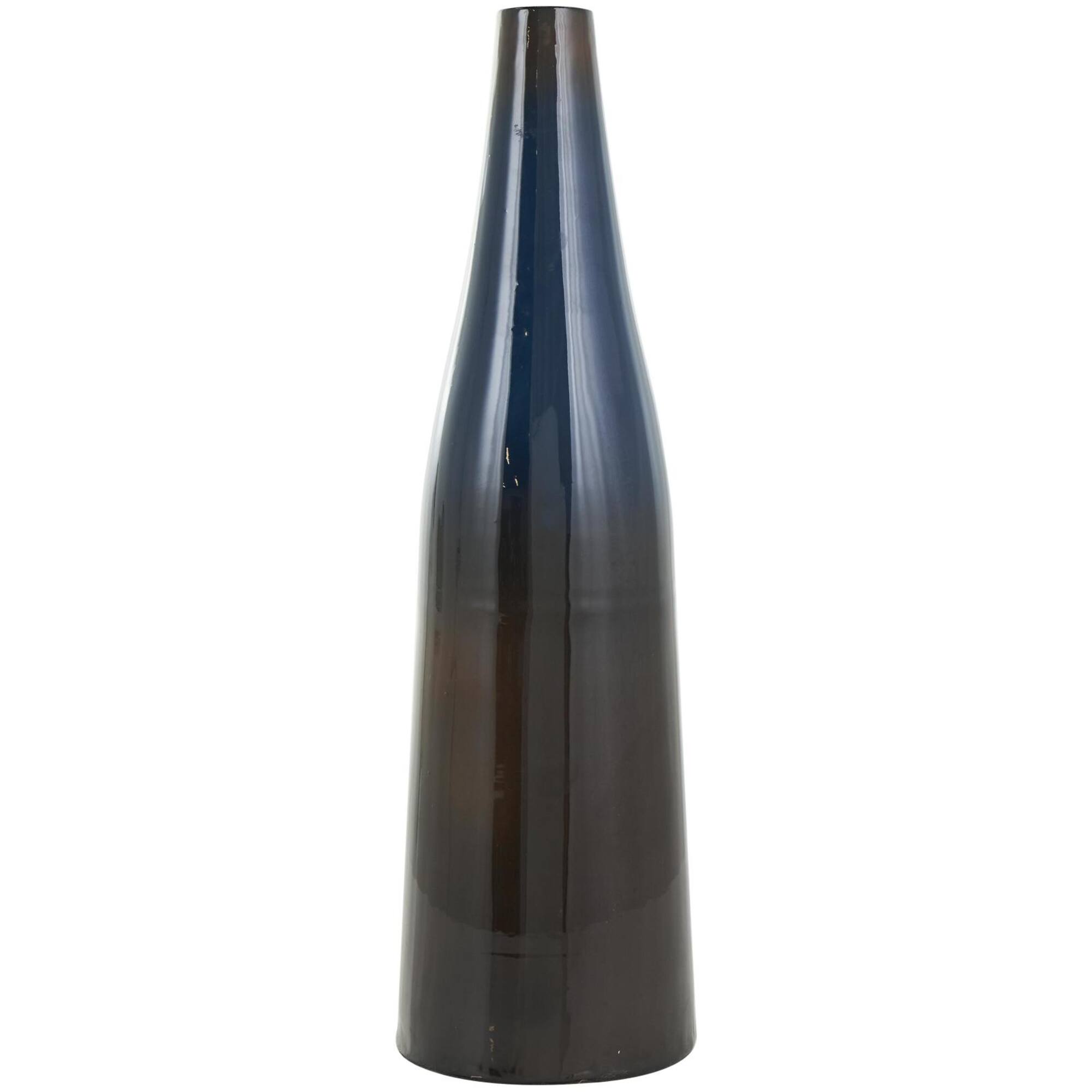 20.25" Blue & Brown Ombre Metal Vase